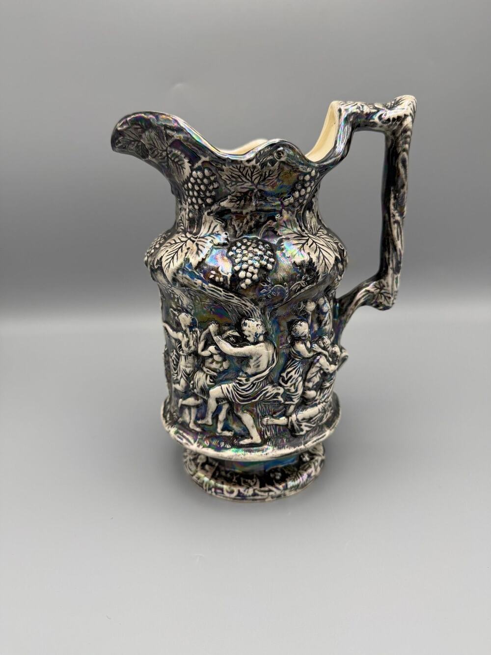 Charles Meigh Style Staffordshire Bacchus Relief Wine Jug Pitcher Daisy 64